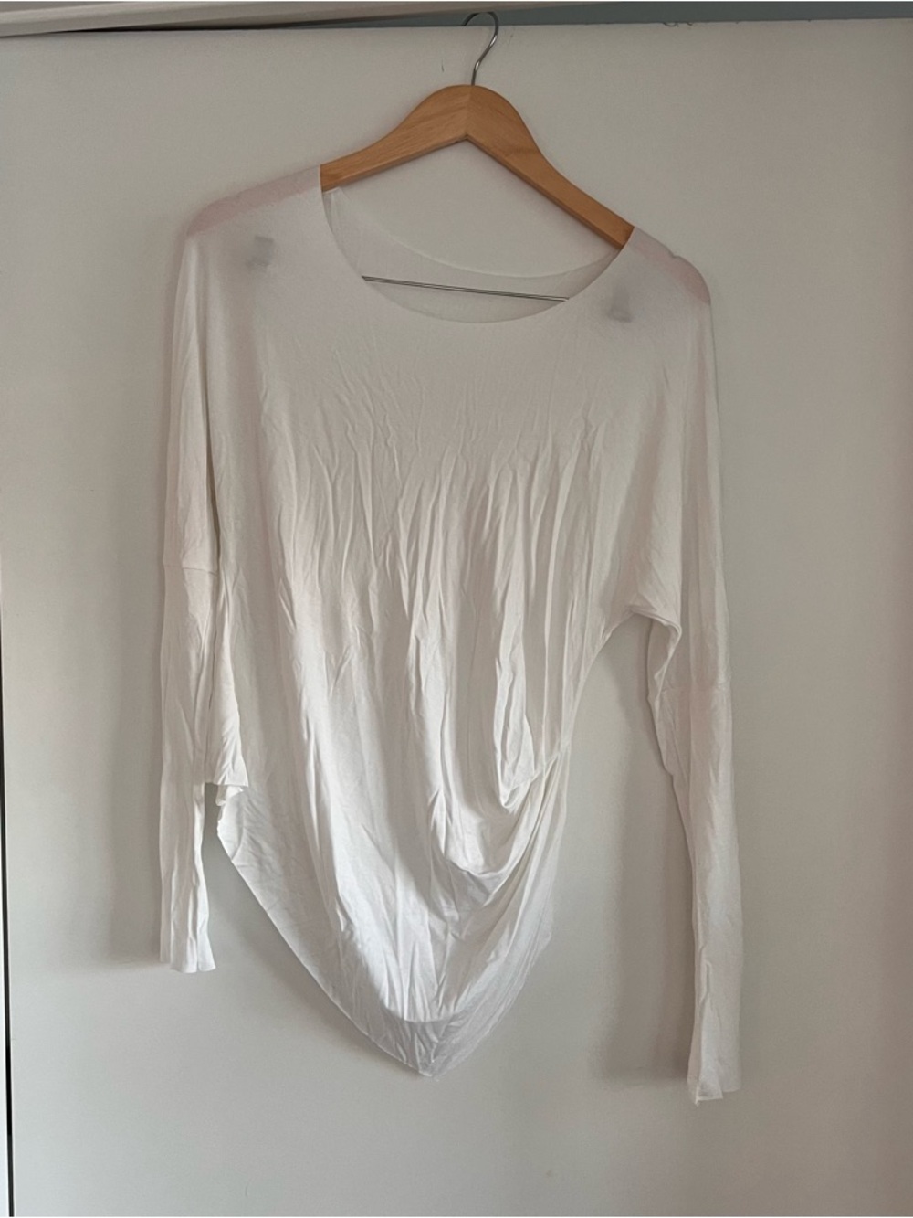Joah Brown Ruched Asymmetrical Long Sleeve Size L - Picture 2 of 4